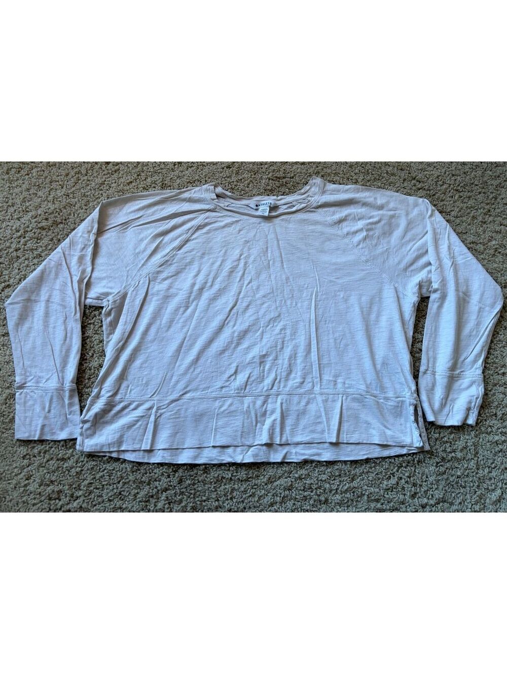 women's Athleta long-sleeve cropped soft tee XLarge pink / beige color T-shirt